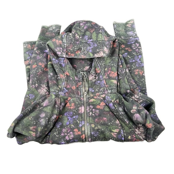 Lululemon Light Cotton Fleece SCUBA HOODIE Frozen Flourish Black/multi Size 8 - Picture 1 of 4